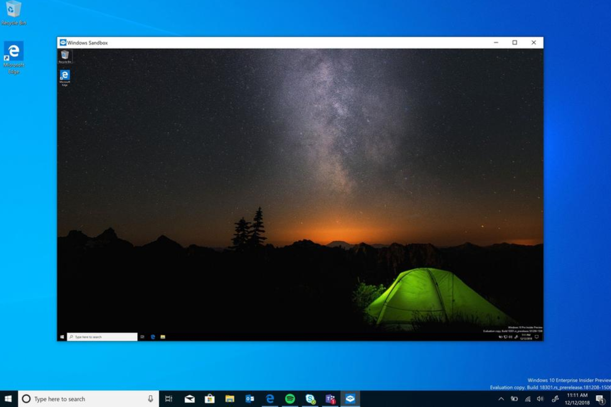 What is windows 10's sandbox feature and what does it do?