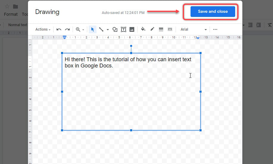 inserting text box on google docs