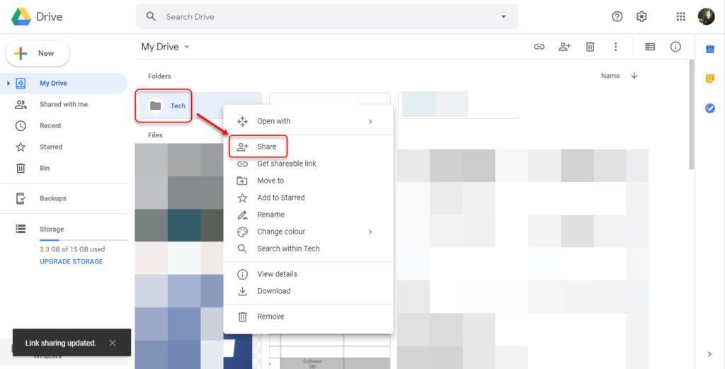 How to share folders on Google Drive?