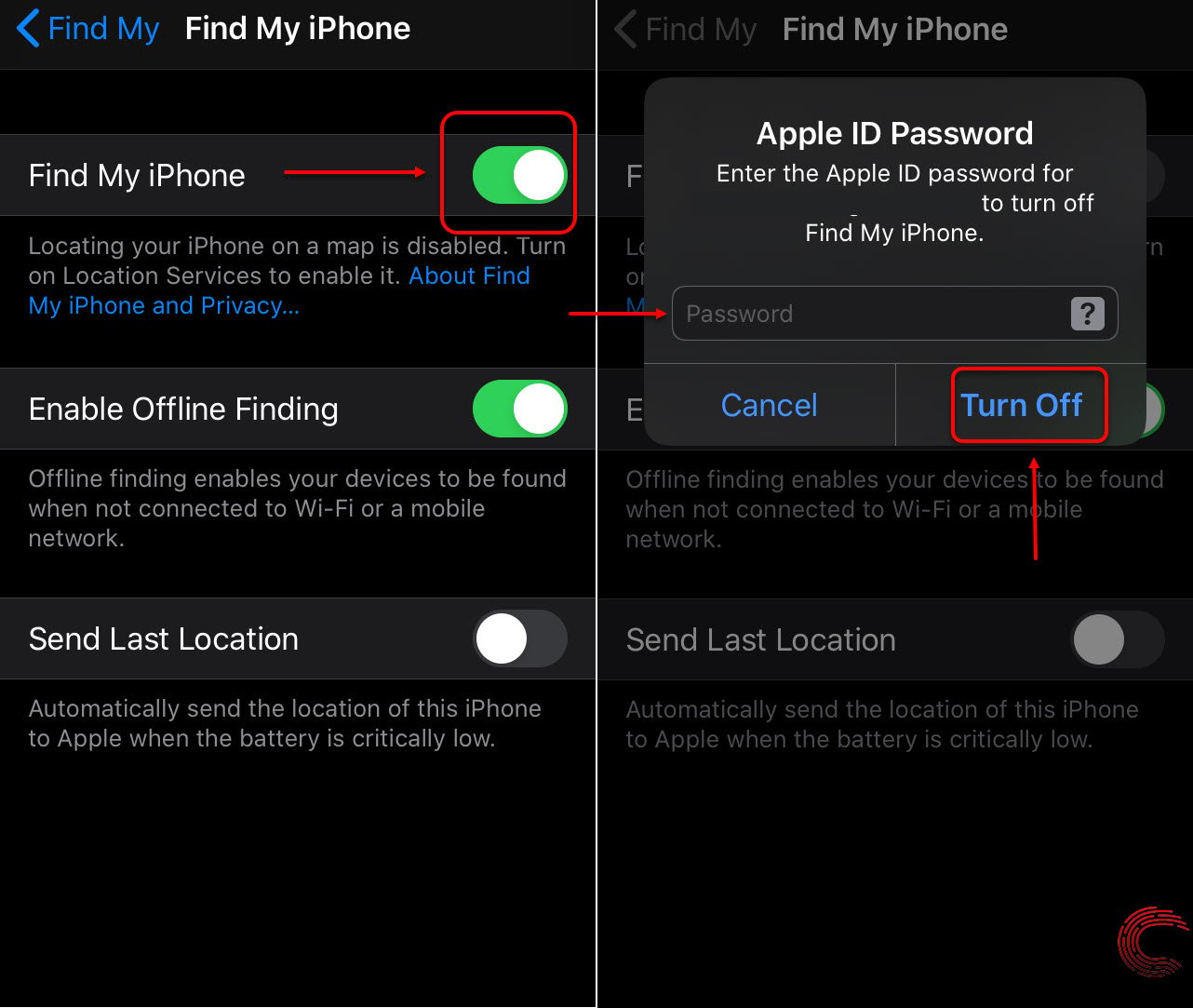 How to logout of Find My iPhone on iOS 13?