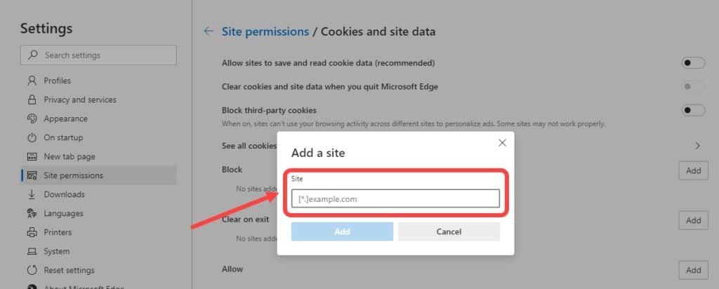 how to block websites microsoft edge