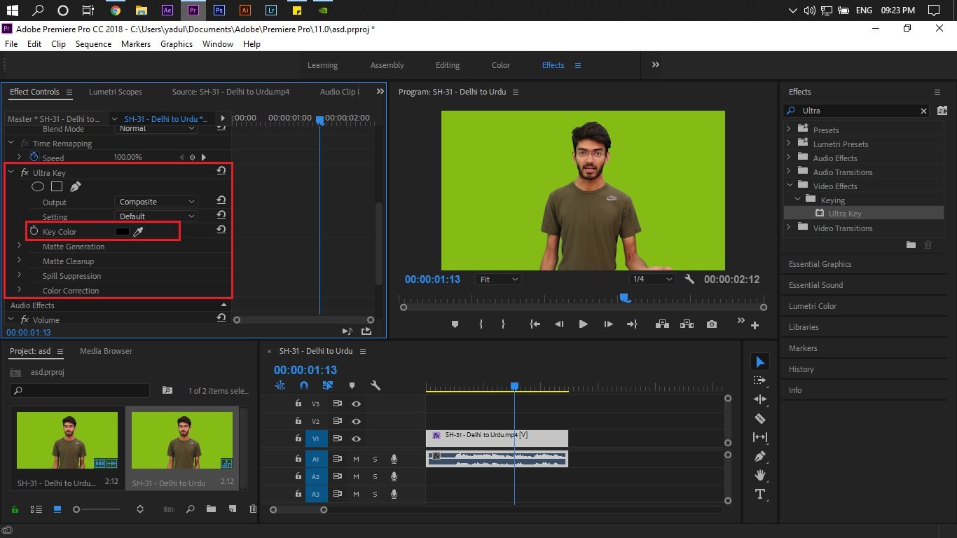 use adobe premiere with green screen