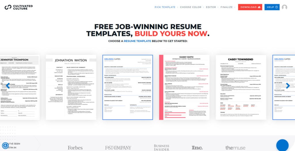 Top 8 sites to help you create - Cultivated Culture Resume Builder 1 1024x526