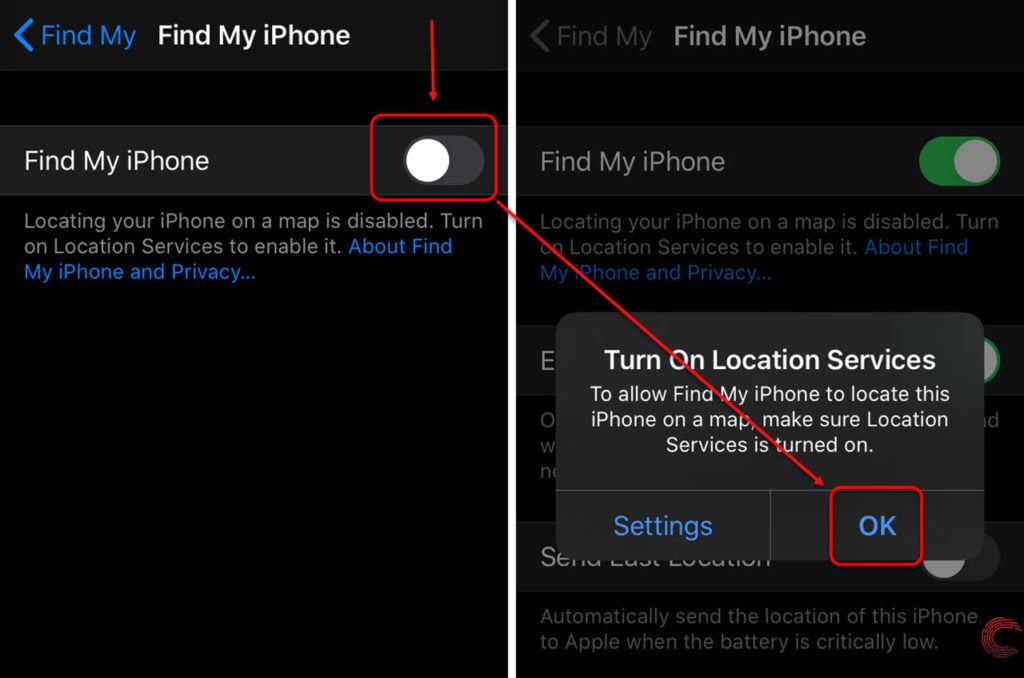 enable find my iphone on ipod touch