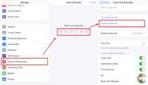 This is an image of how to change password on iphone ss2