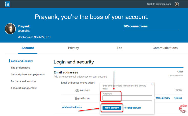 How to change your email address on linkedin 