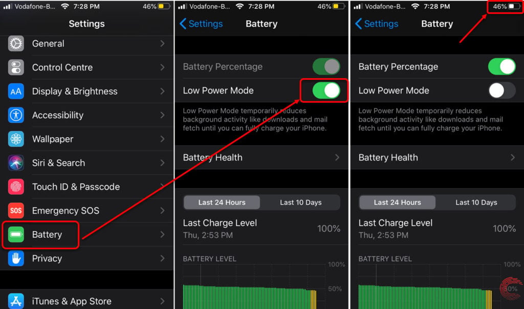 yellow battery indicator on iphone