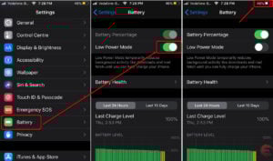 This is an image of enable disable low power mode yellow battery iphone ss1