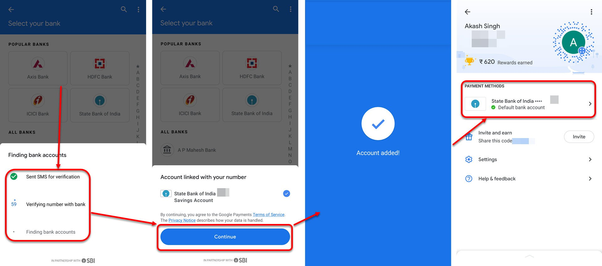 how to add bank account in google pay without sms