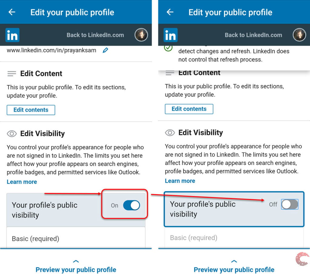 linkedin search private mode