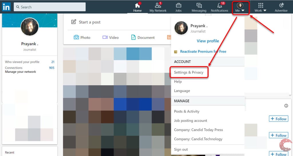 linkedin search private mode