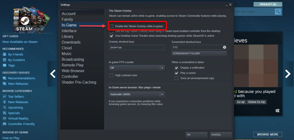 disable steam overlay