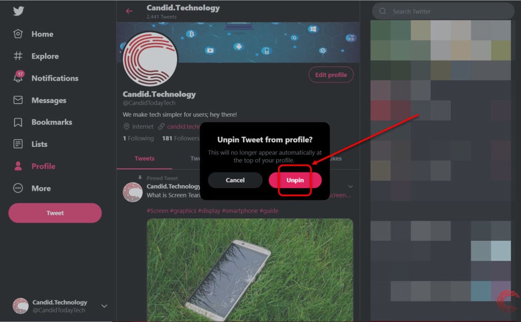 How to pin and unpin a tweet on Twitter? | Candid.Technology