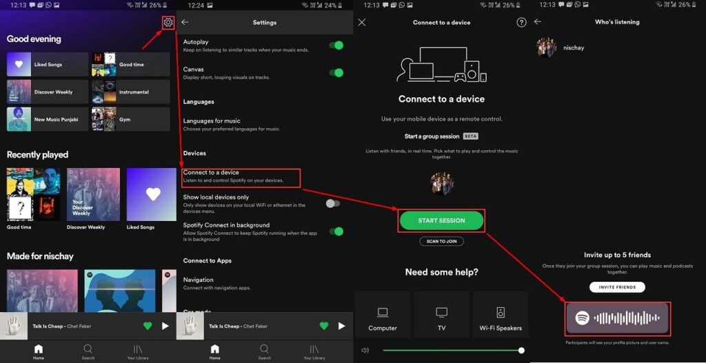 How to set up a group session on Spotify?