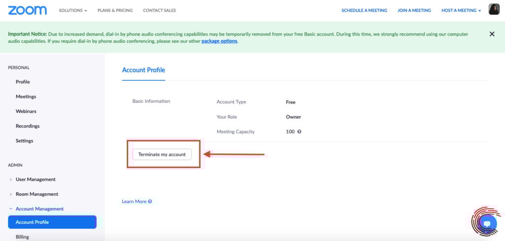 How to delete your Zoom account? 4 This is an image of how to delete your zoom account ss 2