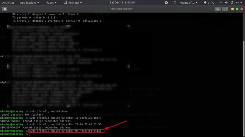 how to get my mac address linux