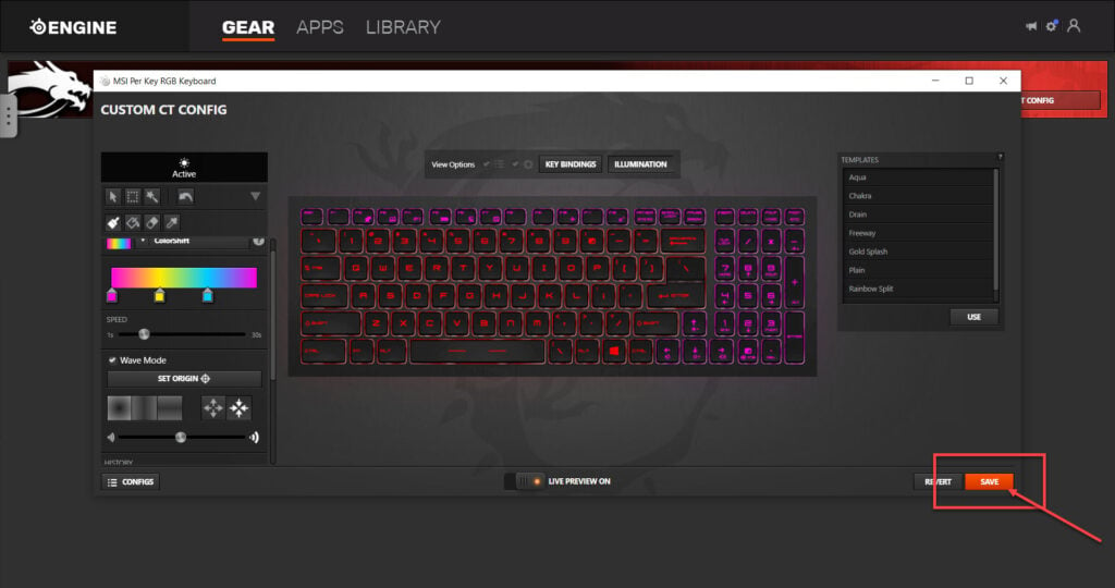 msi stealth keyboard color