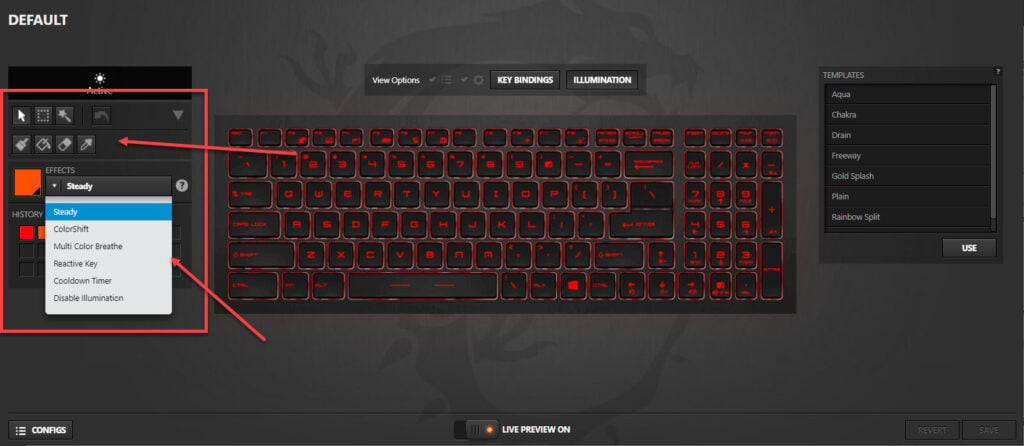 msi gl75 keyboard color