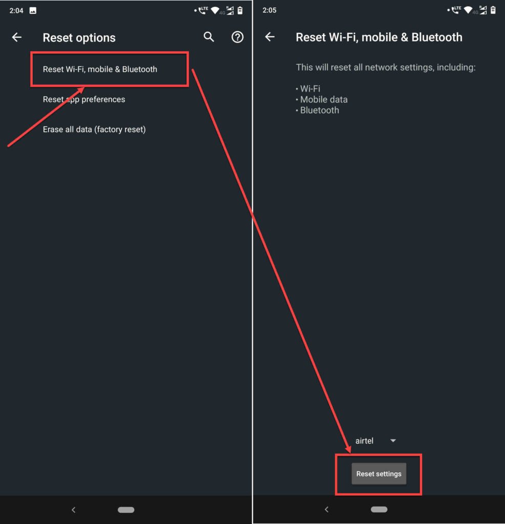 What happens when you reset Network Settings on Android and iOS?