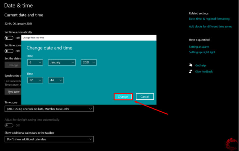 How to change date and time in Windows 10?