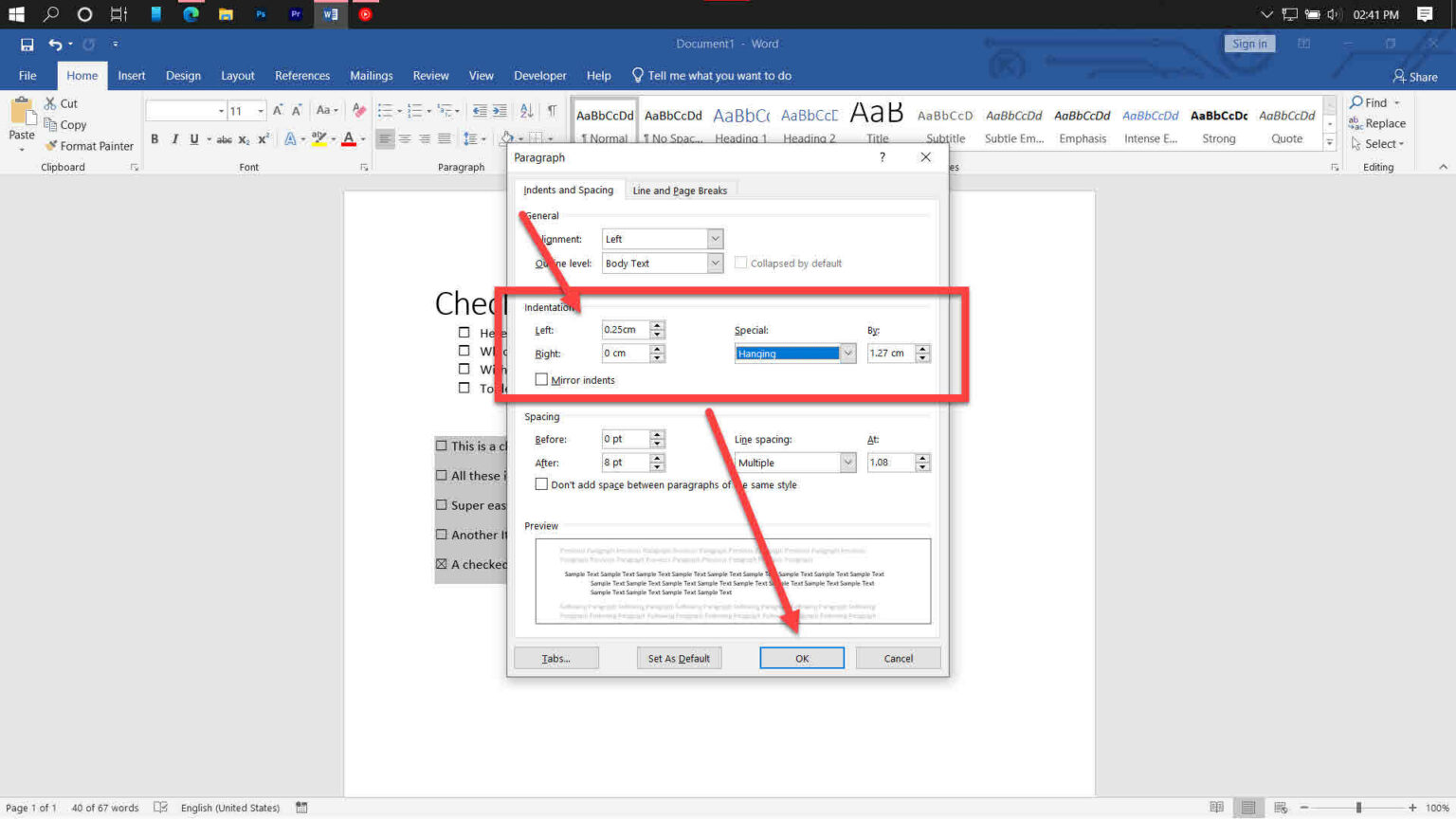 How to make a checklist in Word?