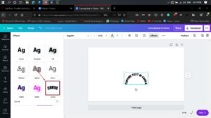 This is an image of how to curve text in canva 104