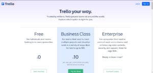 This is an image of trello pricing features