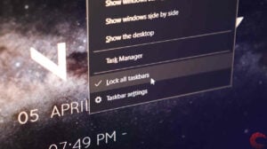 This is an image of taskbar lock feature