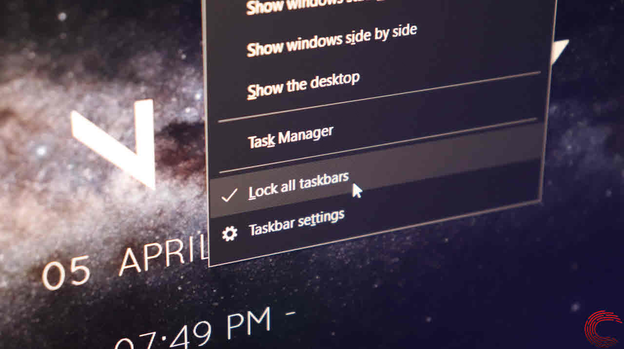 how to lock taskbar