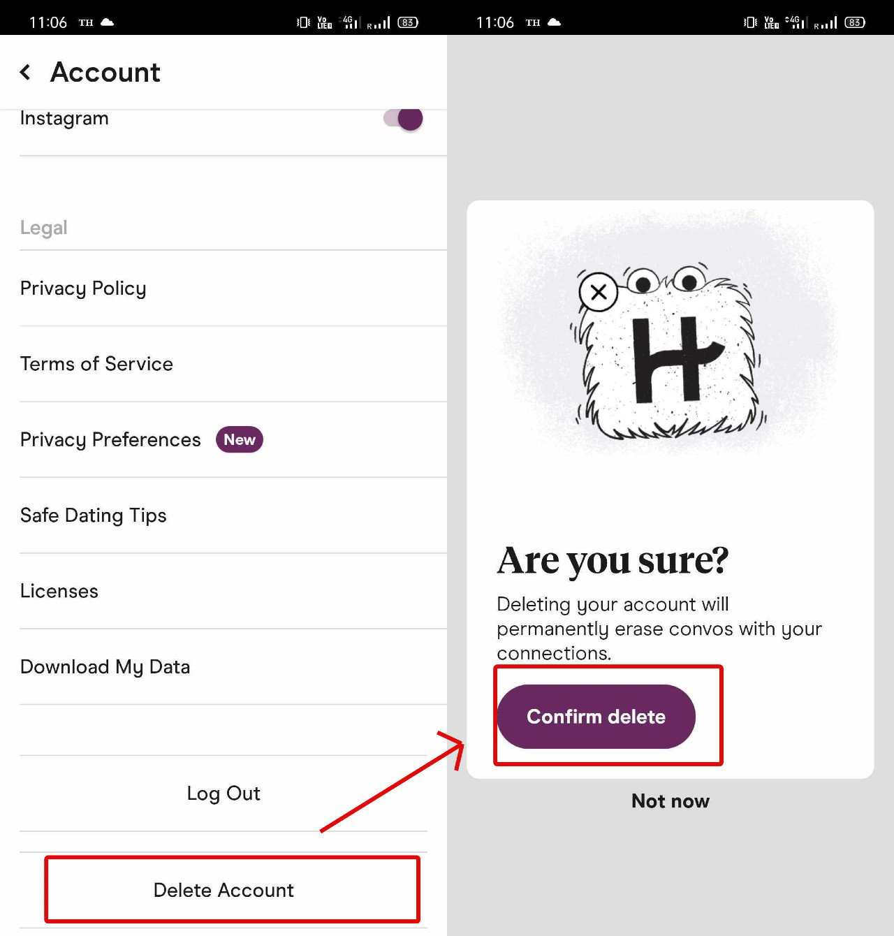 How to delete Hinge account?