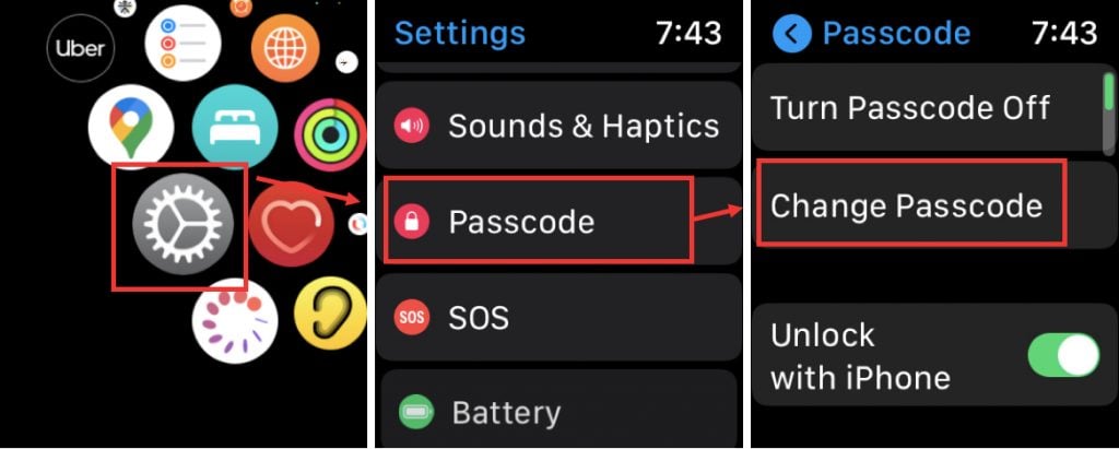 How do i turn off passcode on best sale apple watch