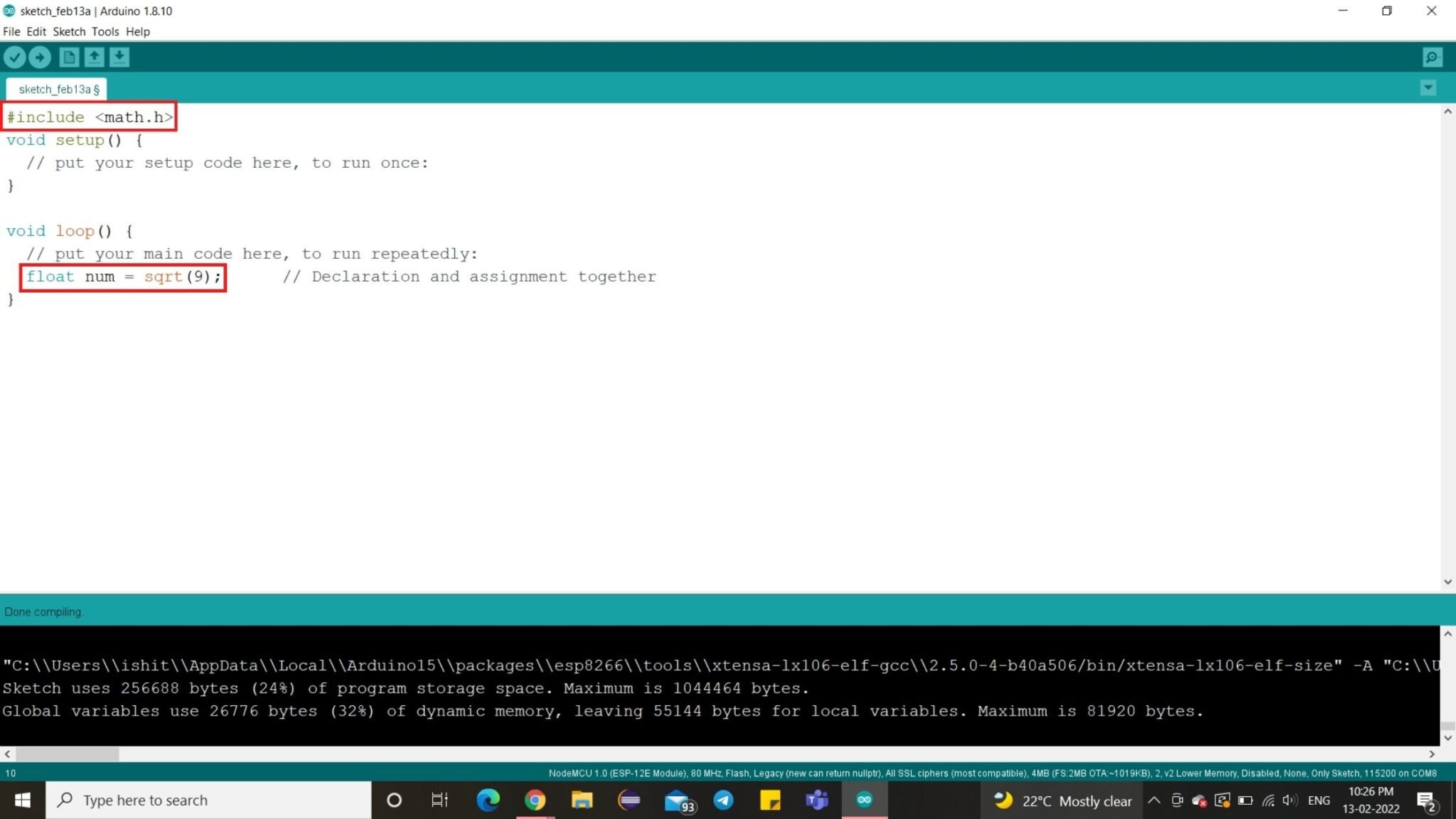 error invalid array assignment arduino