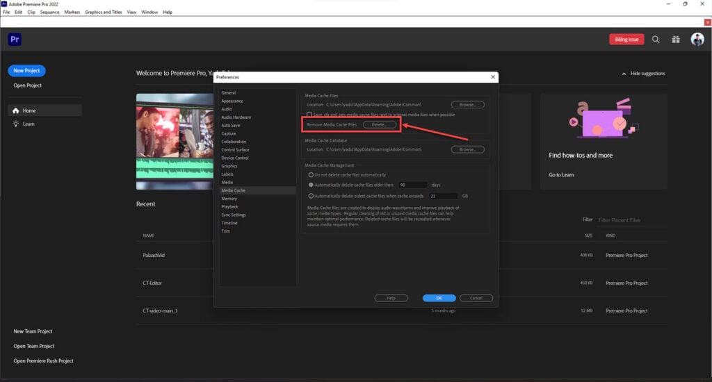 How to fix Premiere Pro error 'There was an error decompressing audio'?