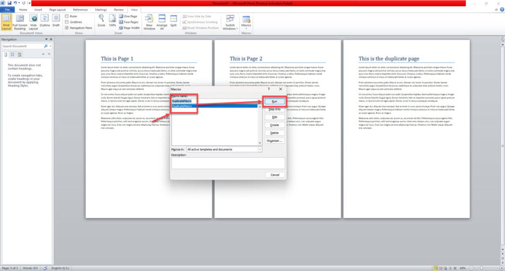 How to duplicate a page in Word?