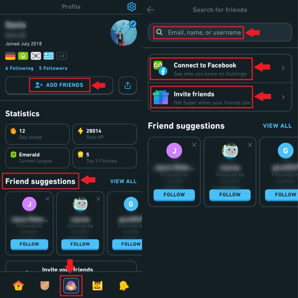 How to add friends on Duolingo?