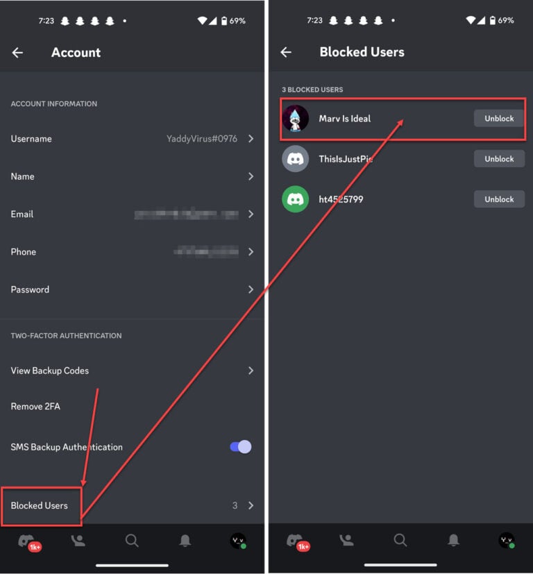 How to unblock someone on Discord?