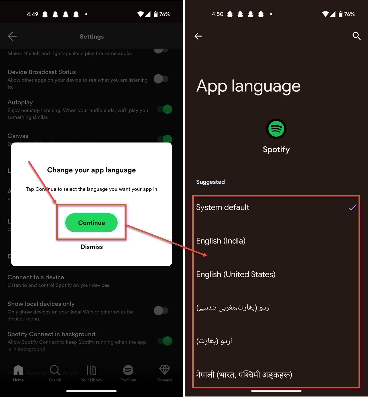 How to change the language on Spotify?