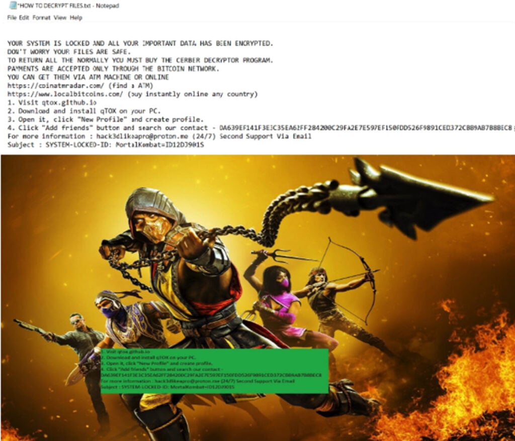 Novel ransomware dubbed 'MortalKombat' used in malware attack 3 This is an image of mortalkombat ransomware