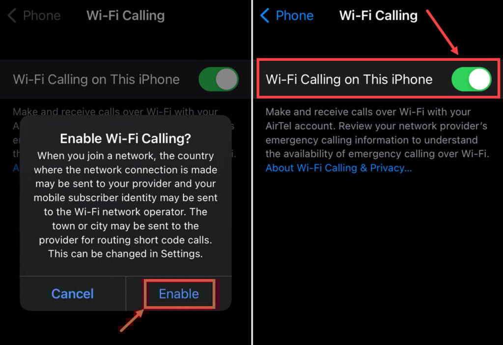 iPhone won't make calls but will text: Quick Fix 5 This is an image of wifi calling iphone. Ss2