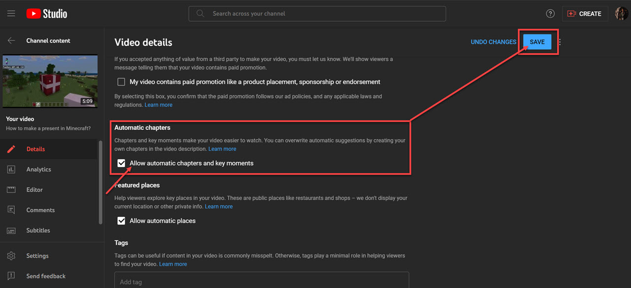 How to add chapters to YouTube video?