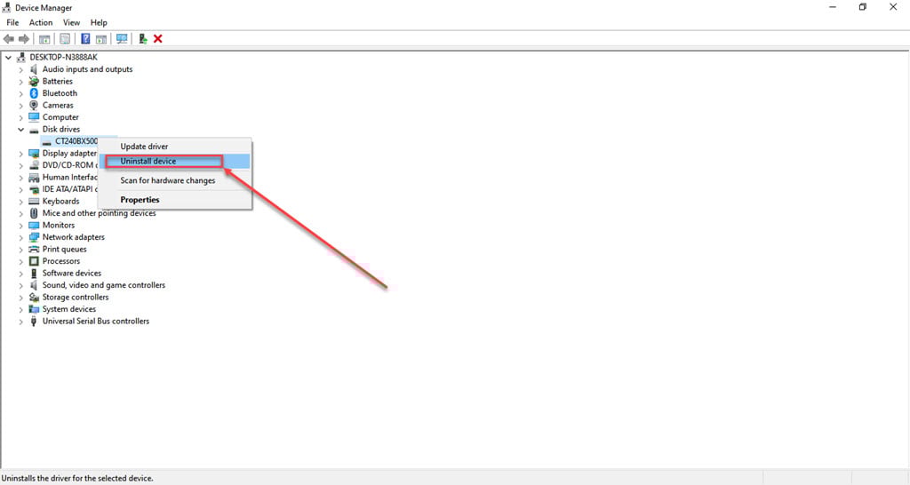 Fix: A device which does not exist was specified 10 This is an image of uninstall the drive driver ss2