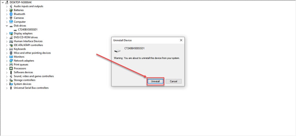 Fix: A device which does not exist was specified 11 This is an image of uninstall the drive driver ss3
