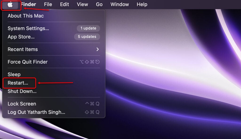 MacBook Pro trackpad not clicking: Quick Fix 1 This is an image of restart macbook