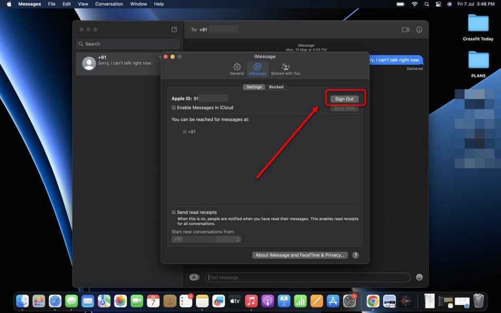 Fix: iMessage not syncing on Mac 6 This is an image of signoutimessagesmac ss1