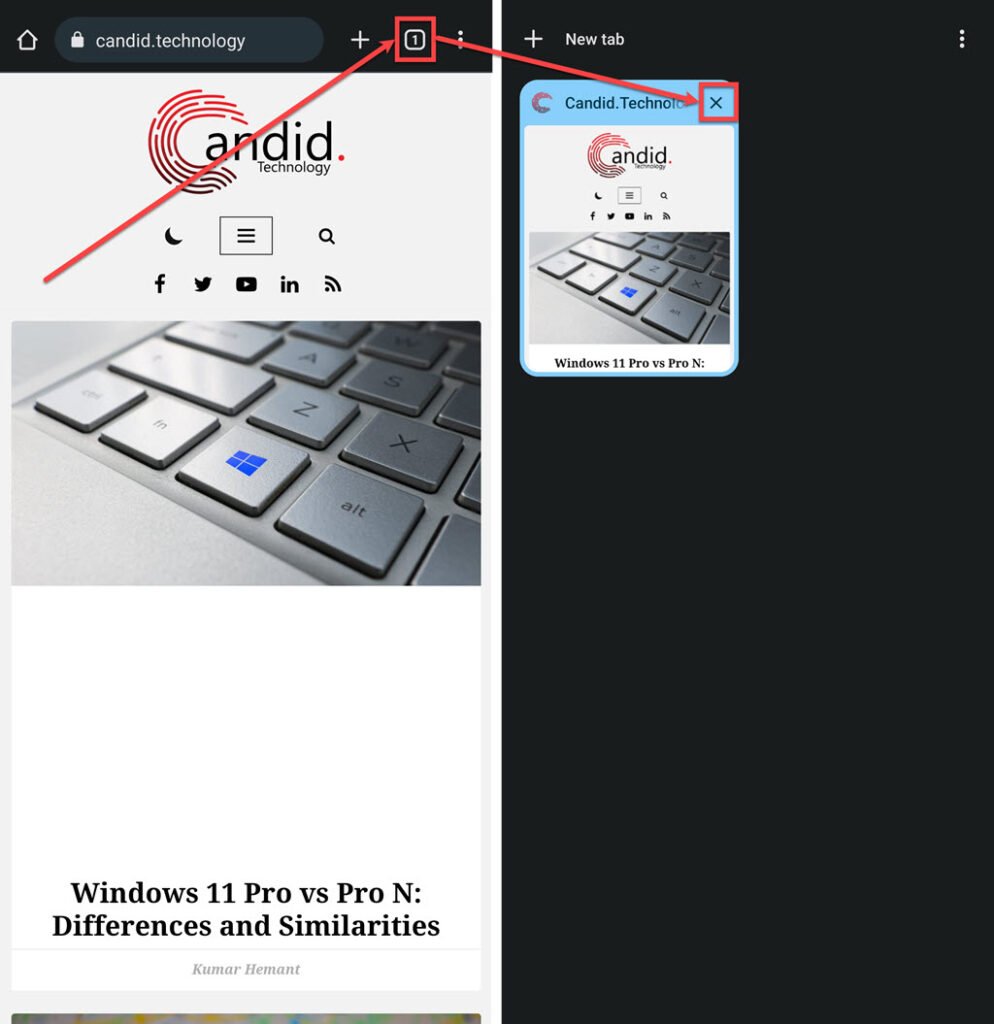 How to close tabs on Android? 1 This is an image of close a single tab on android ss