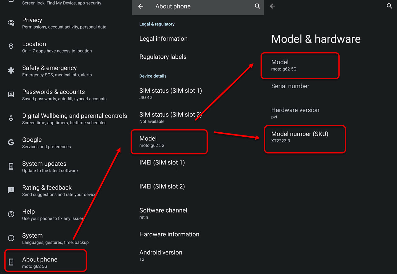 How to check Android phone model?
