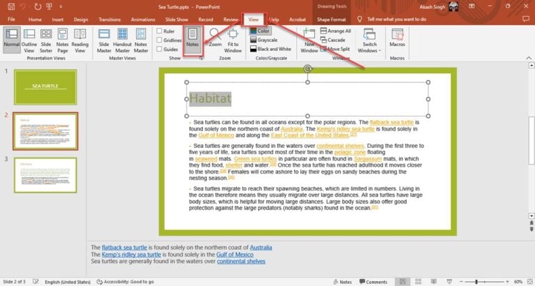How to add notes in PowerPoint?