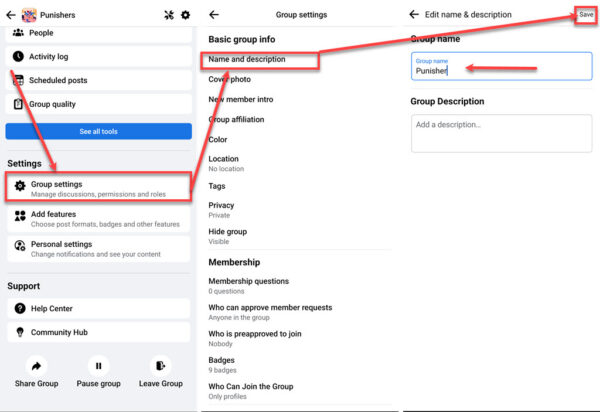 How to change Facebook group name?