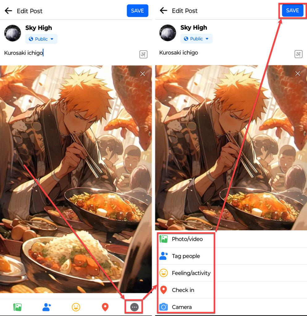 This is an image of edit fb post on app ss2