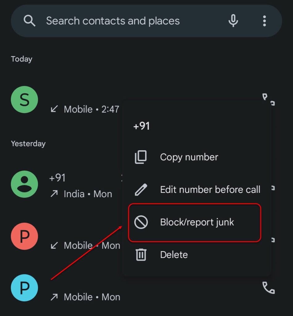 What does a blocked caller hear on Android? 1 This is an image of blockcontactandroid ss1
